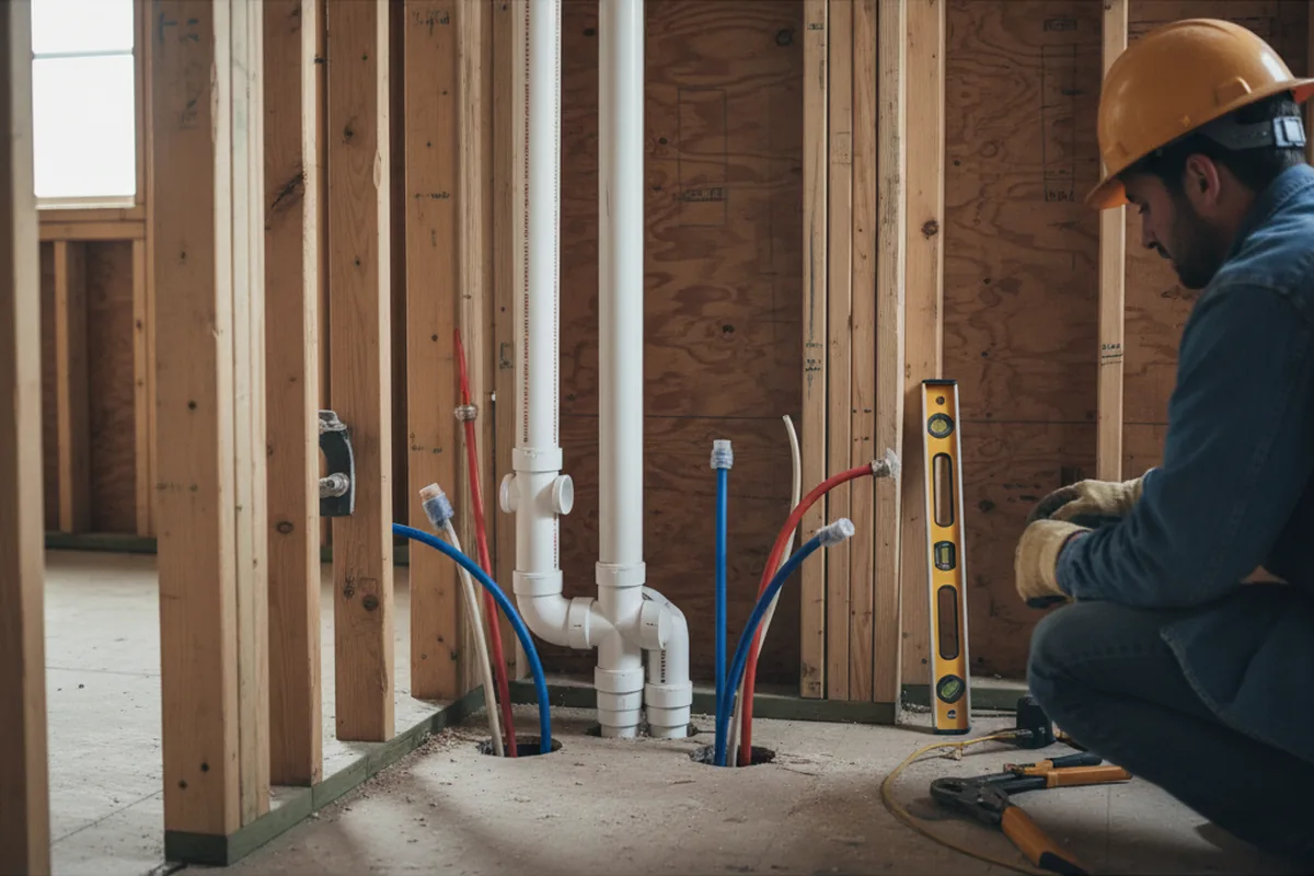 Drain and supply rough-in during Toilet Repair and Installation in Newtonville