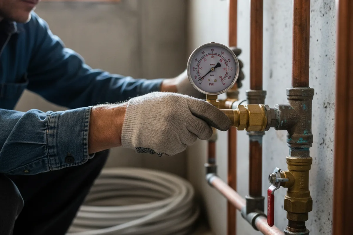 Pressure testing a repaired line during Water Line Repair in Newtonville